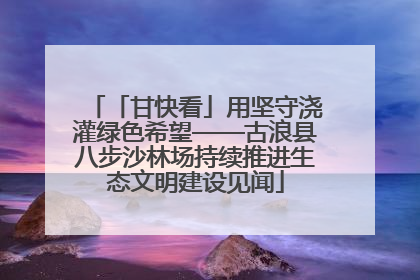 「甘快看」用坚守浇灌绿色希望——古浪县八步沙林场持续推进生态文明建设见闻