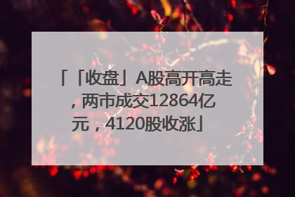 「收盘」A股高开高走，两市成交12864亿元，4120股收涨