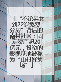 “不论男女到22岁免费分房”背后的南村社区：固定资产超20亿元，投资的影视基地被称为“山村好莱坞”