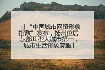 “中国城市网络形象指数”发布，扬州位居东部Ⅱ型大城市第一，城市生活形象亮眼