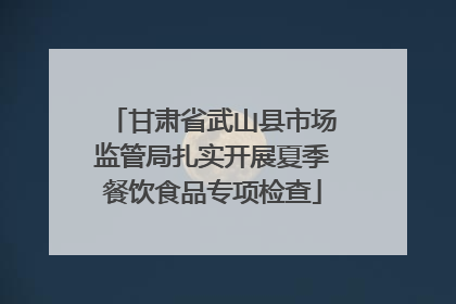甘肃省武山县市场监管局扎实开展夏季餐饮食品专项检查