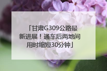 甘肃G309公路最新进展！通车后两地间用时缩短30分钟