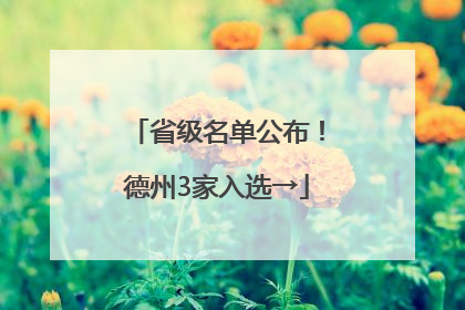省级名单公布！德州3家入选→