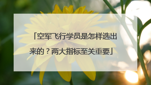 空军飞行学员是怎样选出来的？两大指标至关重要