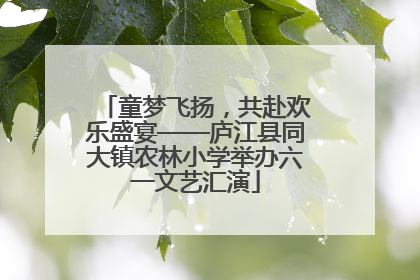 童梦飞扬，共赴欢乐盛宴——庐江县同大镇农林小学举办六一文艺汇演