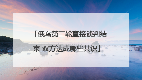 俄乌第二轮直接谈判结束 双方达成哪些共识