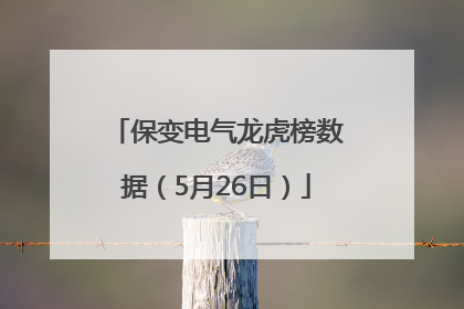 保变电气龙虎榜数据（5月26日）