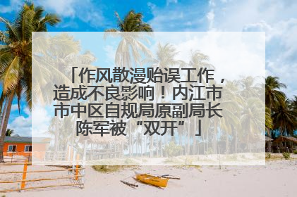 作风散漫贻误工作，造成不良影响！内江市市中区自规局原副局长陈军被“双开”