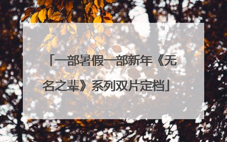 一部暑假一部新年《无名之辈》系列双片定档