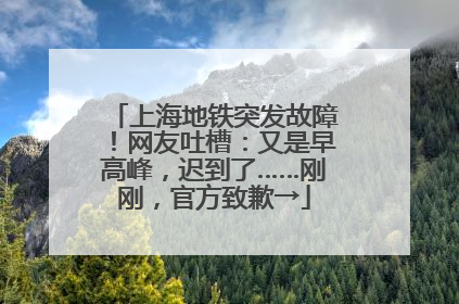 上海地铁突发故障！网友吐槽：又是早高峰，迟到了……刚刚，官方致歉→
