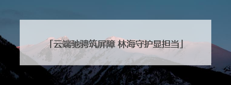 云端驰骋筑屏障 林海守护显担当