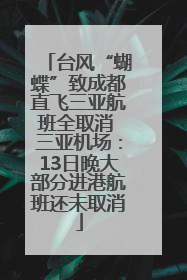 台风“蝴蝶”致成都直飞三亚航班全取消 三亚机场：13日晚大部分进港航班还未取消