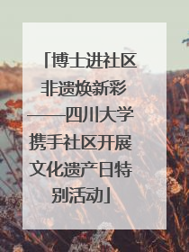 博士进社区 非遗焕新彩——四川大学携手社区开展文化遗产日特别活动