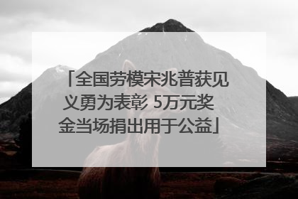 全国劳模宋兆普获见义勇为表彰 5万元奖金当场捐出用于公益