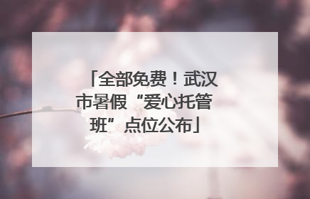 全部免费！武汉市暑假“爱心托管班”点位公布