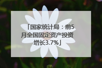国家统计局：前5月全国固定资产投资增长3.7%