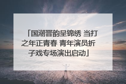 国潮晋韵呈锦绣 当打之年正青春 青年演员折子戏专场演出启动