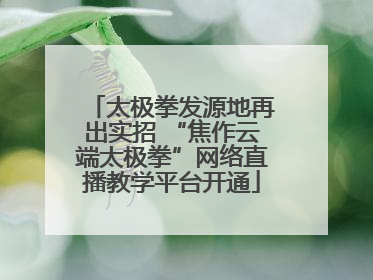 太极拳发源地再出实招 “焦作云端太极拳”网络直播教学平台开通