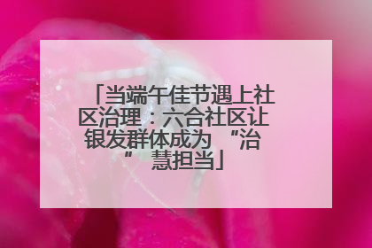 当端午佳节遇上社区治理：六合社区让银发群体成为 “治” 慧担当