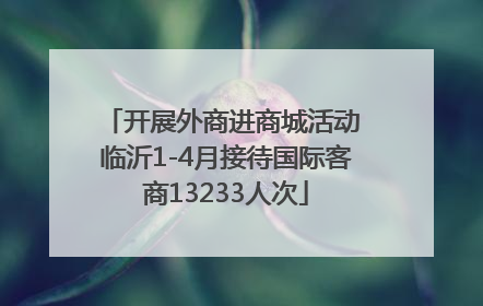 开展外商进商城活动 临沂1-4月接待国际客商13233人次