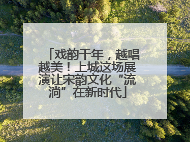 戏韵千年，越唱越美！上城这场展演让宋韵文化“流淌”在新时代