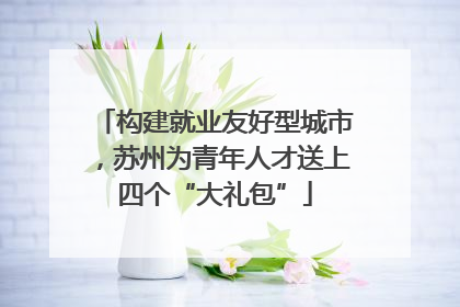 构建就业友好型城市，苏州为青年人才送上四个“大礼包”