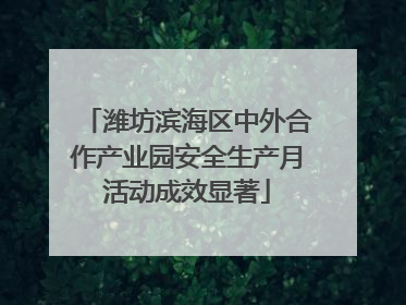 潍坊滨海区中外合作产业园安全生产月活动成效显著