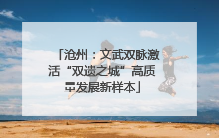 沧州：文武双脉激活“双遗之城”高质量发展新样本