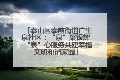 泰山区泰前街道广生泉社区：“泉”聚银辉“泉”心服务共建幸福文明和谐家园