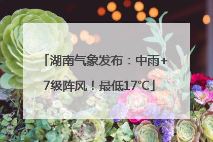 湖南气象发布：中雨+7级阵风！最低17℃