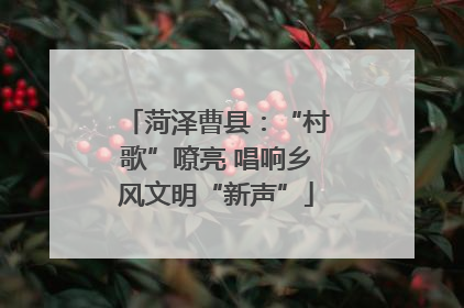 菏泽曹县：“村歌”嘹亮 唱响乡风文明“新声”