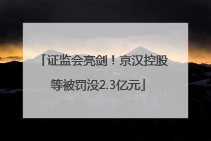 证监会亮剑！京汉控股等被罚没2.3亿元