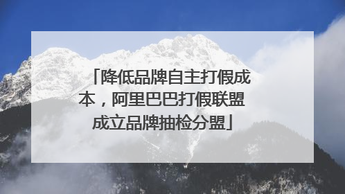 降低品牌自主打假成本，阿里巴巴打假联盟成立品牌抽检分盟
