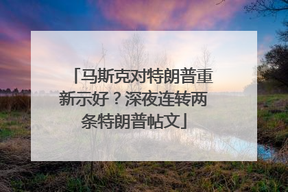 马斯克对特朗普重新示好？深夜连转两条特朗普帖文