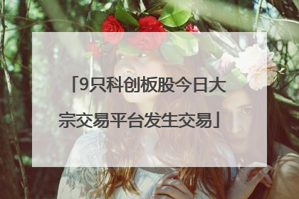 9只科创板股今日大宗交易平台发生交易